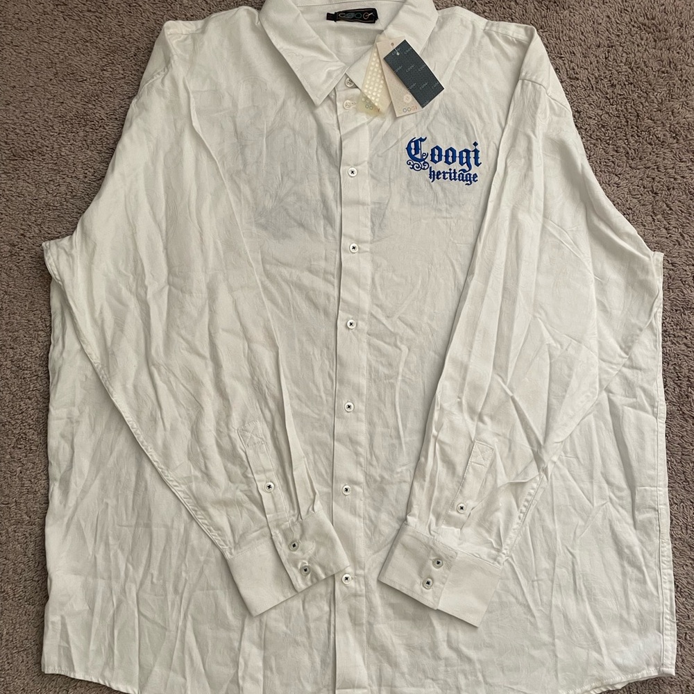 New with tags men’s Coogi Heritage longsleeve button up shirt white size 4XL